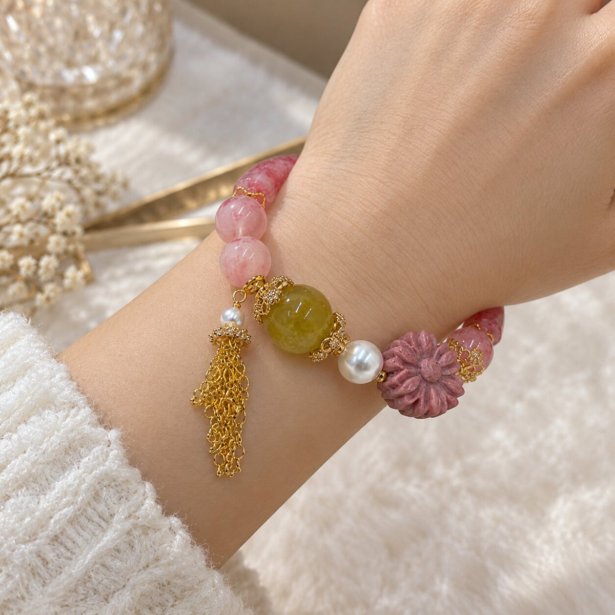 Sakura Serenity | Natural Crystal Charm Bracelet