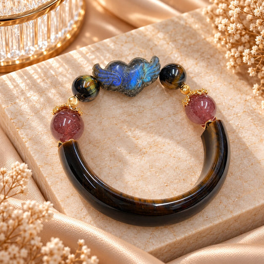Mystic Eclipse | Tiger’s Eye, Strawberry Quartz & Labradorite Bracelet