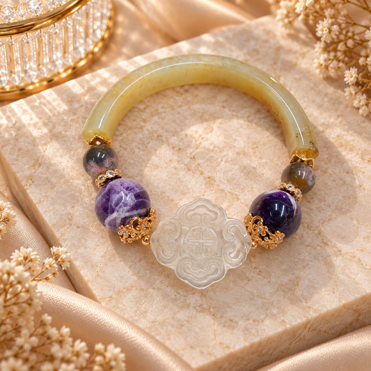 Amethyst Enchantment | Dream Amethyst, Moss Agate, Coral Jade & Clear Quartz Bracelet
