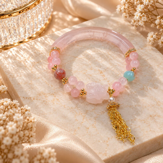 Rosé Harmony | Rose Quartz & Aqua Terra Jasper Charm Bracelet