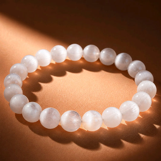 Selenite Beaded Bracelet (round beads)