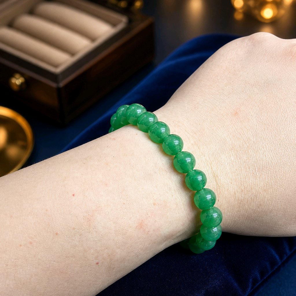 Green Aventurine Beaded Bracelet (round beads)